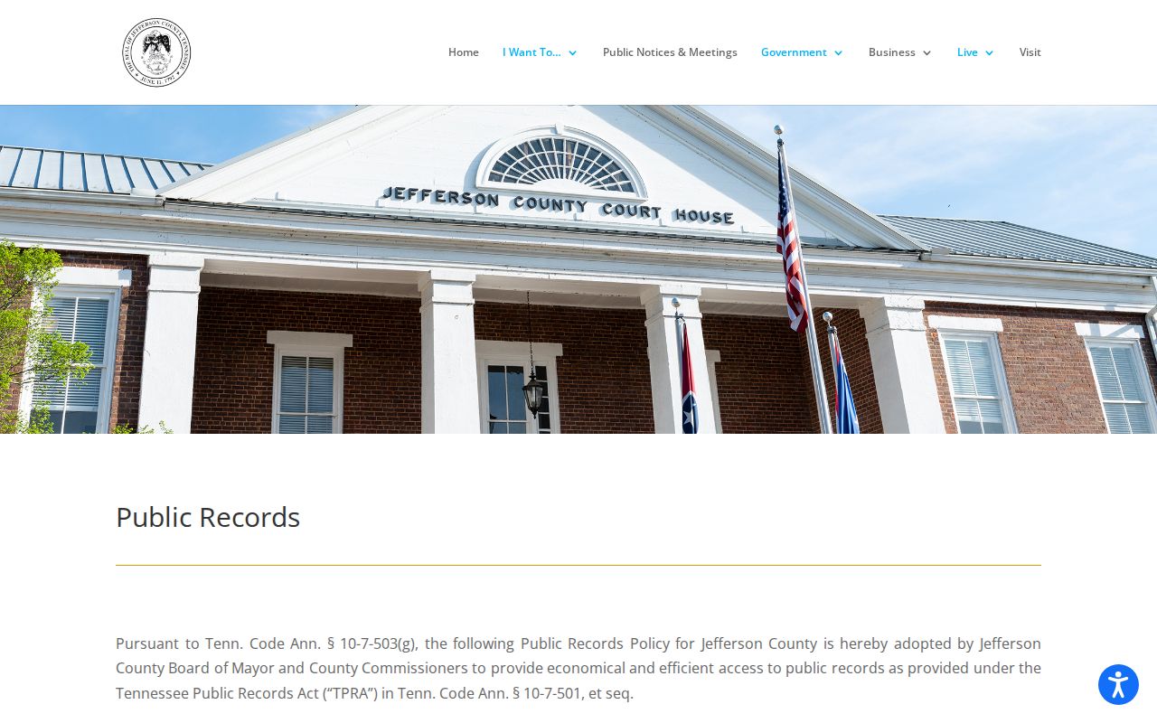 Jefferson County arrest records request page