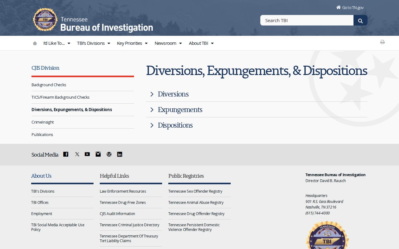 Tennessee process for expunging Jefferson County arrest records